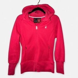 Spyder Women’s Waffle Knit Full-Zip Hooded Fleece Jacket - Pink - Size Medium